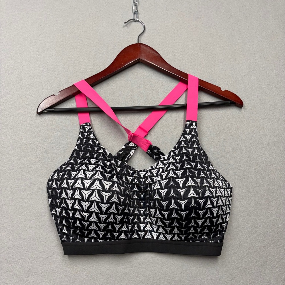 VSX Sport Sports Bra Womens 36DD Black White Pink Geometric High Impact T30